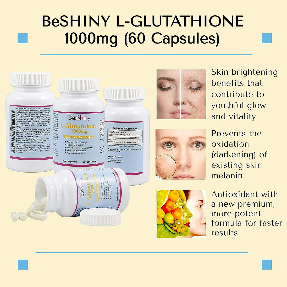 BeShiny Skin Whitening Pills Set Glutathione Vitamin C